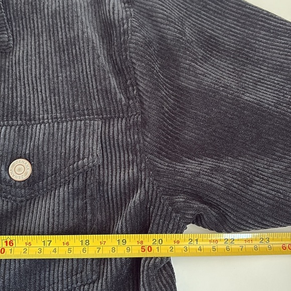Zenana black corduroy jean jacket style shirt jacket shacket front raw hem - Picture 13 of 16